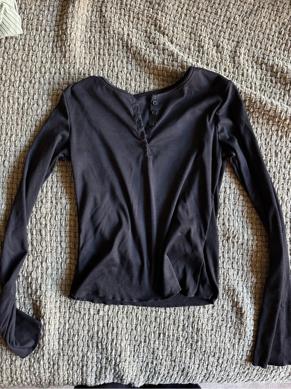 Black Long-Sleeve Henley Top